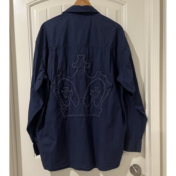 Vintage Sean Jean Chemise Embroidered Crown Blue Long Sleeve Shirt Men’s XL - Picture 8 of 13